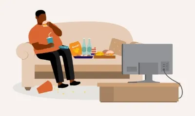 Homem segurando seu estômago com uma expressão de dor.